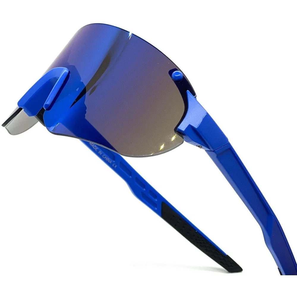 Elegant Sunglasses Visor Cycling Running Women Fashion Blue Mirrored Lens Shield